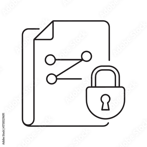 Vector art of data security line icon encryption, privacy, protection, cyber safety