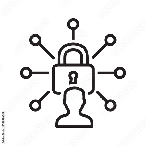 Vector art of data privacy and security concept, representing personal information protection