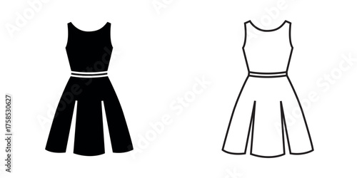 Vector art of icon of dress, representing fashion, elegance, and feminine style and apparel