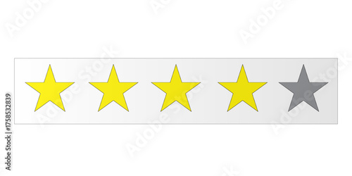 Five star rating icon. Review stars isolated on white background