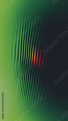 Abstract green lines with glowing red core create a sense of energy.