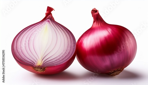 A Close Up Image Of Two Vibrant Red Onions Showcasing Their Rich Color And Texture Isolated On A White Background Transparent Png