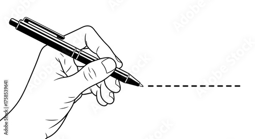 Hand Drawing a Dotted Line with a Pen, Representing Continuity and Precision