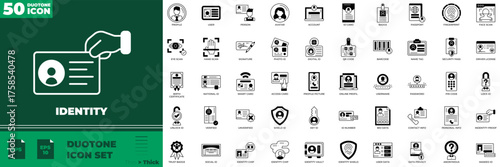 Identity Duotone Editable Icons set. Vector illustration in modern thin duotone style of identity icons: identification, id, person, etc