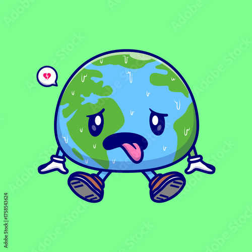 Cute Earth Globe Stiflingly Hot Cartoon 