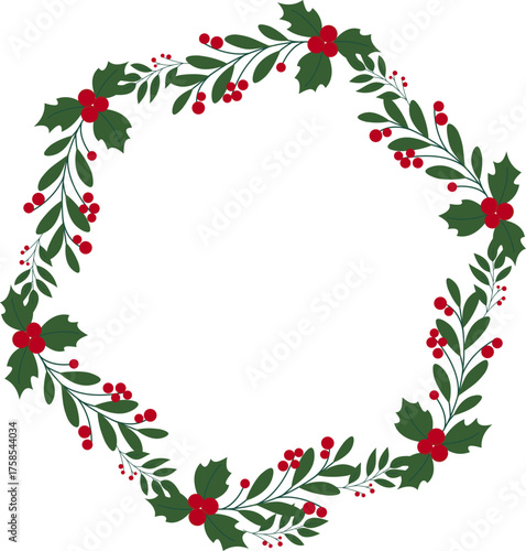 Vector illustration of a simple wreath for Christmas suitable as decoration, stickers, invitations, greeting cards