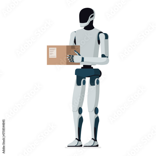 Humanoid AI robot delivering a parcel