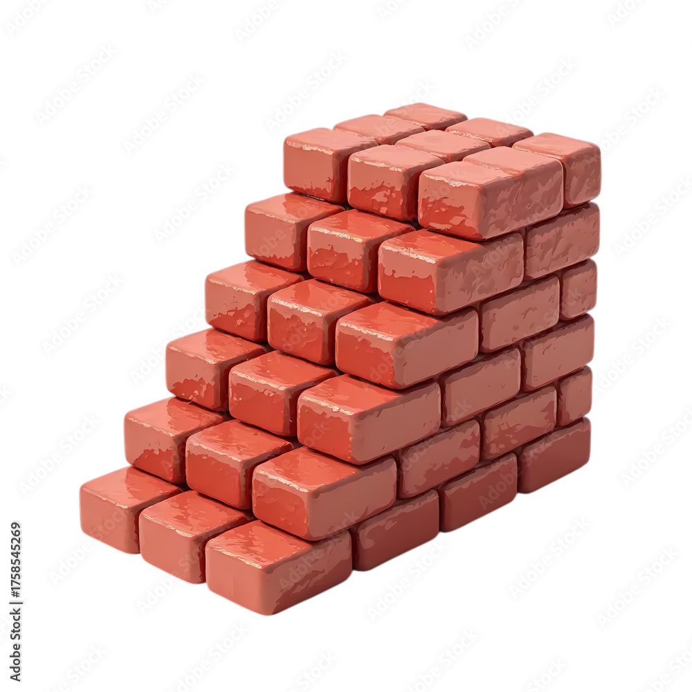 Obraz premium 3d Staircase crafted from red brick isolated on transparent background