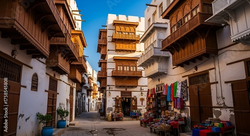 Historic Al-Balad houses with wooden Rawashin