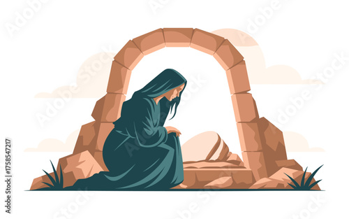 Mary magdalene at the tomb, a poignant biblical scene of grief, discovery, and faith, symbolizing resurrection and hope