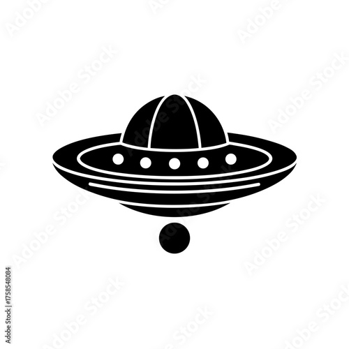 Silhouette of a flying saucer ufo on transparent background