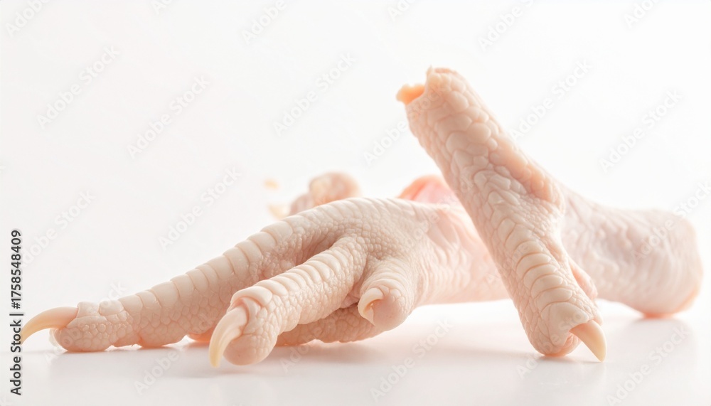 Naklejka premium Chicken feet on white background
