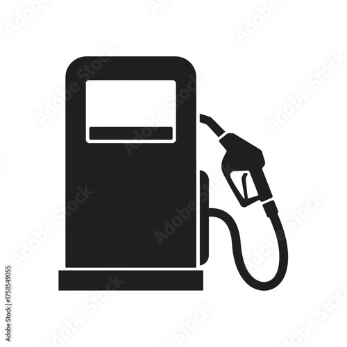Minimalist black and white icon of a gas pump with fuel nozzle vector illustration scalable eps silhouette vector illustration white background