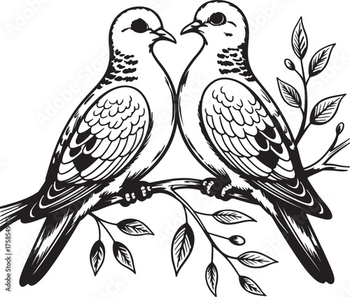 Birds perched on a branch vector illustration