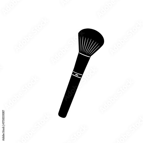 Illustration of a makeup brush tool on transparent background silhouette