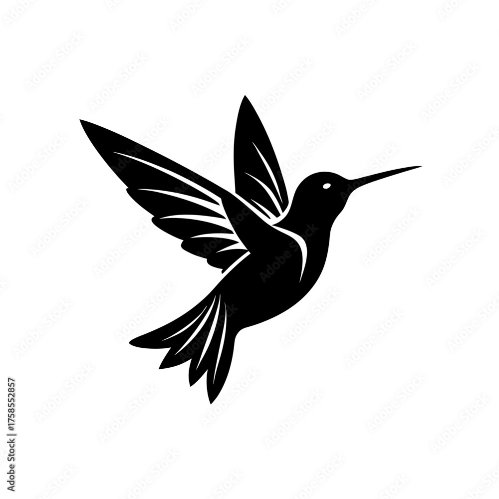 Fototapeta premium Silhouette of a flying hummingbird on transparent background