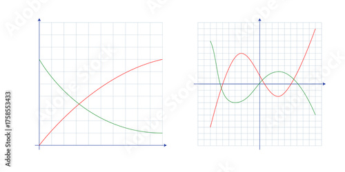 Rectangular coordinate plane with X and Y axes. Empty math grid layout. Vector cartesian system for geometry or algebra background. Educational scale template isolated on white flat background