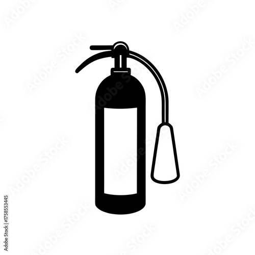 Illustration of a fire extinguisher on transparent background silhouette