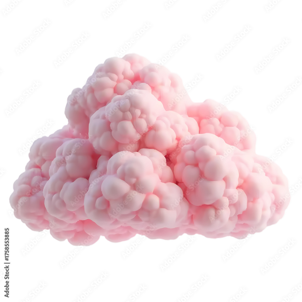 Obraz premium 3d Pink fluffy cloud isolated on transparent background