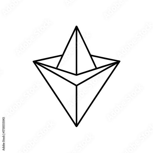 Geometric shape with pointy edges on transparent background