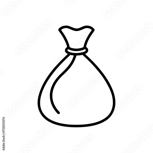 Simple outline drawing of a sack on transparent background
