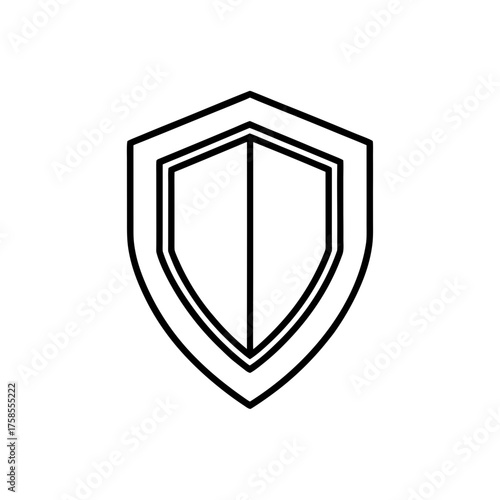 Simple outline drawing of a shield on transparent background