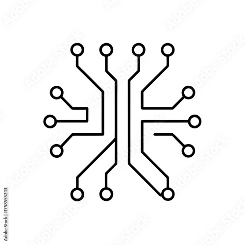 Circuit board symmetrical outline on transparent background