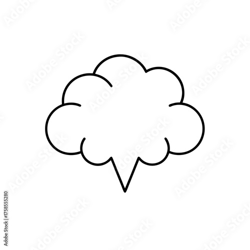 Outline cloud speech bubble shape art on transparent background