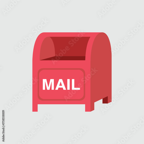 Red Mailbox Icon – Flat Postal Box Vector Illustration for Mail Delivery Concept