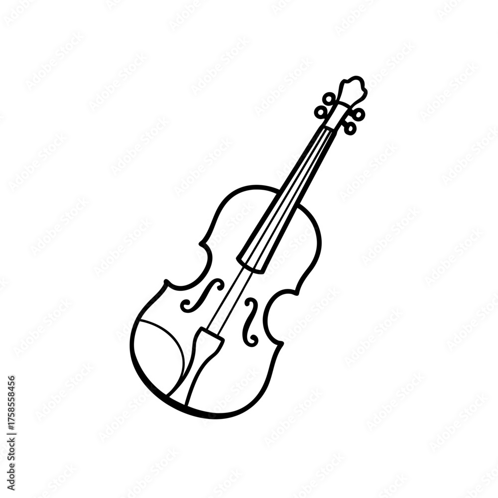 Obraz premium Simple line drawing of a violin on transparent background
