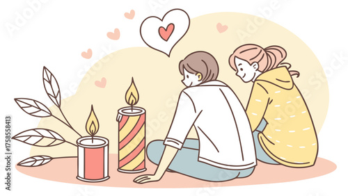 Romantic watercolor candlelight illustration
