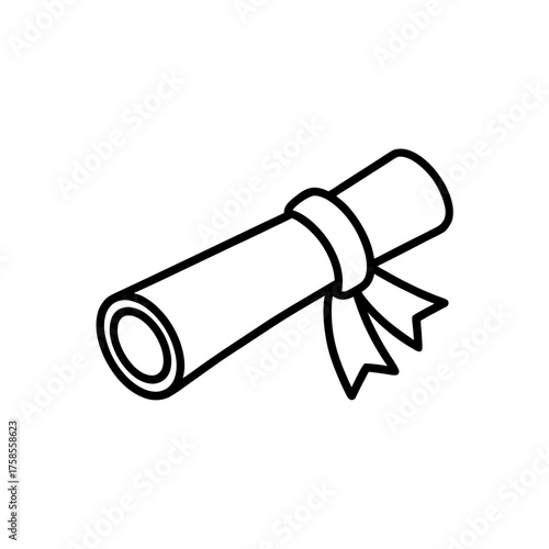black and white diploma scroll with ribbon clip art preview