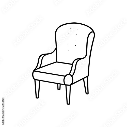 Illustration of an armchair outline on transparent background