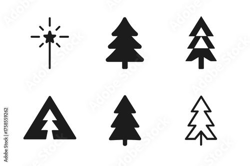 Whimsical Logo Grid. Fairy-Tale Romance. Set Logo of Fairy-Tale Romance: Magic Wand with Sparkles. harmonious logo variations of the same emblematic concept,