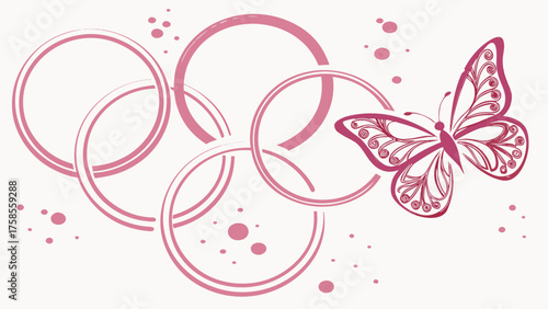 Pink watercolor brush circles forming pattern
