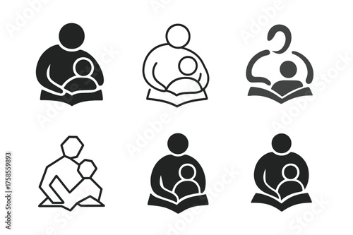 Educational Mentorship Logos. Mentoring youth. Set Logo of Education: teaching mentorship icon. harmonious logo variations of the same emblematic concept, each