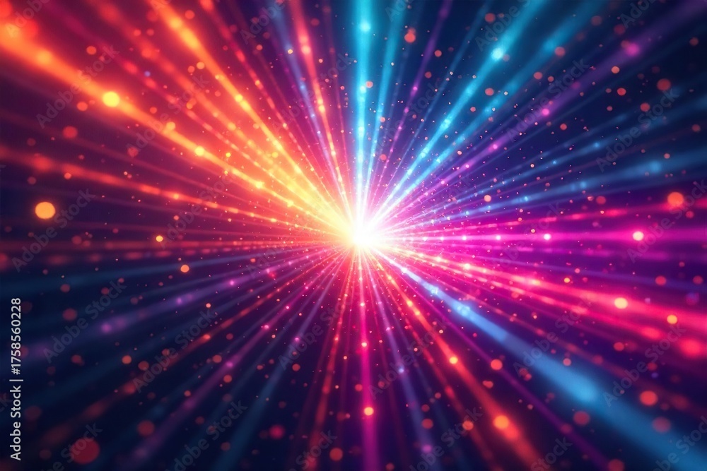 Fototapeta premium Vibrant Light Rays Burst Energetic Abstract Background for Design, Science, and Technology Projects