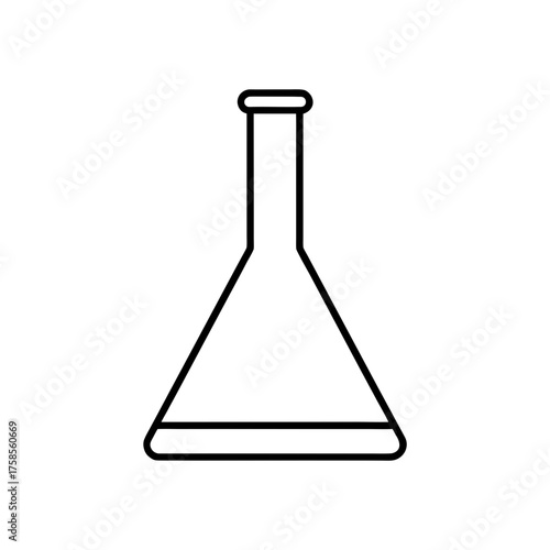 Outline drawing of erlenmeyer flask on transparent background