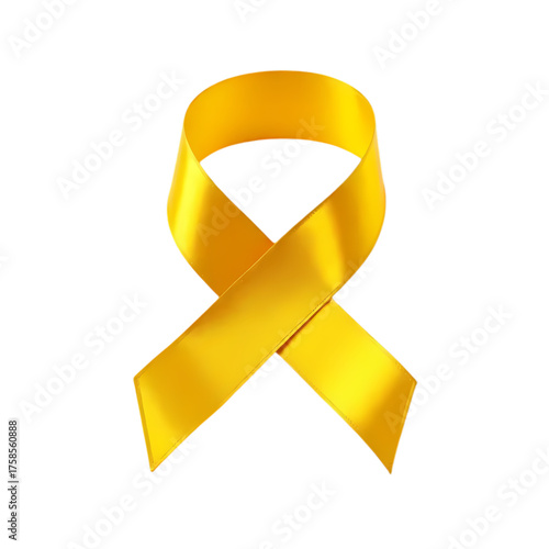 Yellow Awareness Ribbon isolated on transparent background
