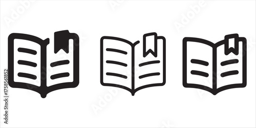 Illustrative Book Icons for Educational Resources and Creative Projects, Simple Design for Learning Materials and Informative Guides with Bookmark Symbol