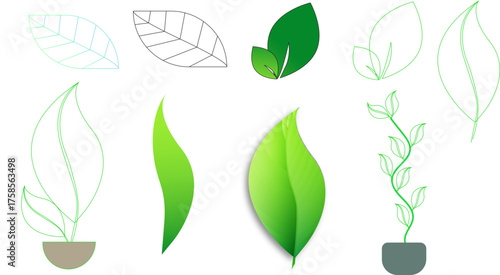 "Collection of Leaf and Plant Icons in Various Styles"

