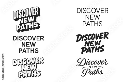 Creative Lettering Variations. Discover new paths. Set lettering. harmonious lettering variations of the same emblematic concept, each with different artistic