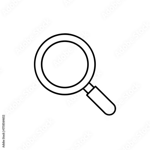 Outline drawing of a magnifier tool on transparent background