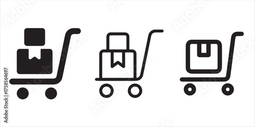 Shipping cart icons for logistics businesses needing a modern, clean design to show delivery services or moving assistance on their website or app