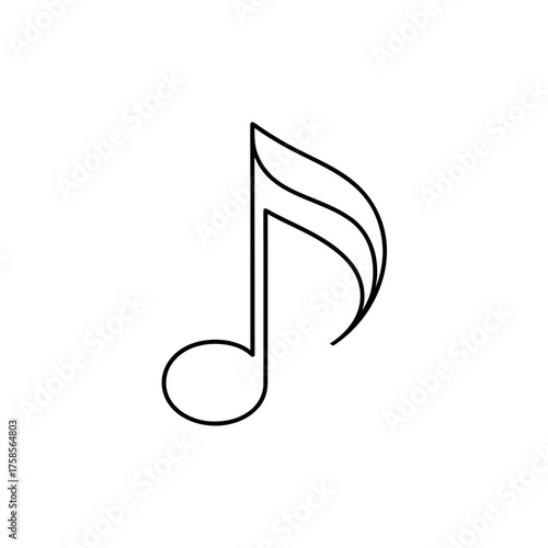 Eighth note musical symbol outline on transparent background