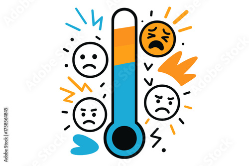 Visual Pain Scale. Visual Pain Scale. A thermometer-like vertical bar with faces attached along it, moving from neutral to crying at the top. Abstract glowing
