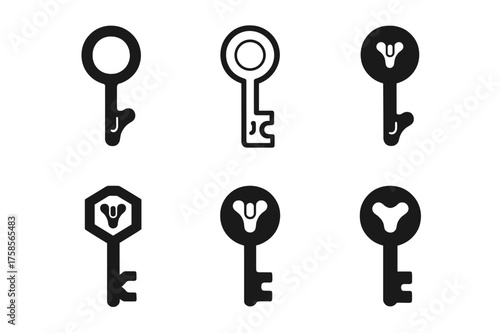 Destiny Key Logos. Destiny. Set Logo of Destiny: key. harmonious logo variations of the same emblematic concept, each with different artistic interpretation