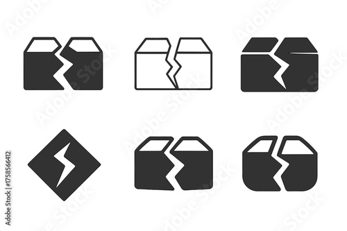 Geology Logo Variations. Tectonic plate. Set Logo of Geology: fault line icon. harmonious logo variations of the same emblematic concept, each with different