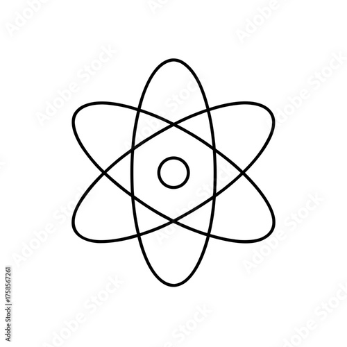 Atom with orbiting electrons icon on transparent background