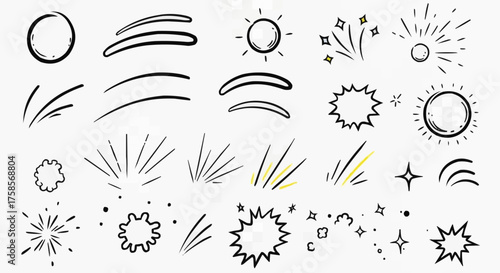 Hand drawn doodle elements set for design and decoration.